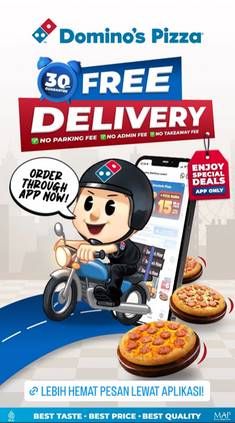 Promo Harga Free Delivery  - Domino Pizza