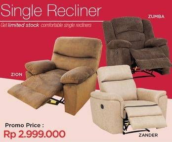 Promo Harga COURTS Single Sofa Recliner Zumba, Zion, Zander  - Courts