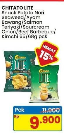 Promo Harga Chitato Lite Snack Potato Chips Seaweed, Ayam Bawang, Salmon Teriyaki, Sour Cream Onion, Beef BBQ, Kimchi 65 gr - Indomaret