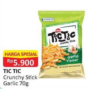 Promo Harga TIC TIC Snack Crunchy Stick Garlic 70 gr - Alfamart