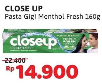 Promo Harga Close Up Pasta Gigi Everfresh Menthol Fresh 160 gr - Alfamidi