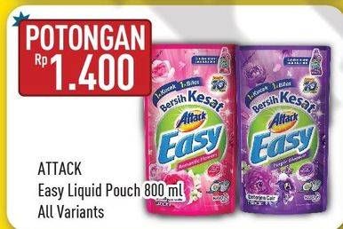 Promo Harga ATTACK Easy Detergent Liquid All Variants 800 ml - Hypermart