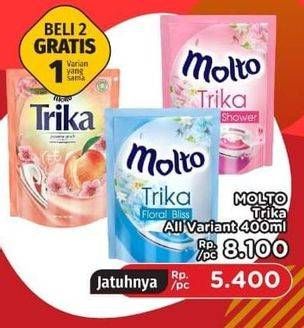 Promo Harga MOLTO Trika Floral Bliss, Flower Shower, Japanese Peach 400 ml - LotteMart