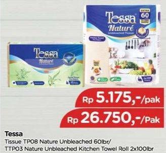 Promo Harga Tessa Nature Unbleach Tissue Towel TP08 60 sheet - TIP TOP