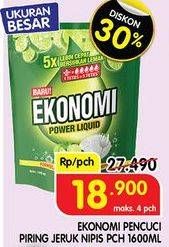 Promo Harga EKONOMI Pencuci Piring Power Liquid Jeruk Nipis 1600 ml - Superindo