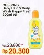 Promo Harga CUSSONS BABY Hair & Body Wash Happy Fresh 200 ml - Indomaret