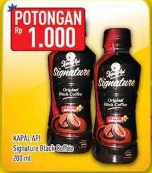 Promo Harga Kapal Api Signature 2 In 1 Kopi + Gula Black Coffee 200 ml - Hypermart