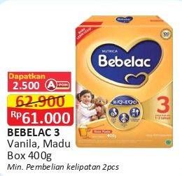 Promo Harga BEBELAC 3 Susu Pertumbuhan Madu, Vanila 400 gr - Alfamart