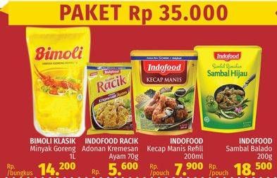 Promo Harga Paket 35rb (Bimoli Minyak + Indofood racik + Indofood Kecap + Indofood Sambal Balado)  - LotteMart