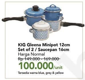 Promo Harga KIG Gleena Cookware Series Blue, Grey, Yellow  - Carrefour