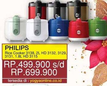 Promo Harga PHILIPS Rice Cooker HD 3138, HD 3132, HD 3129, HD 3131, HD 3115  - Yogya