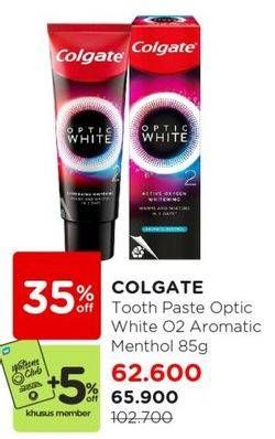 Promo Harga Colgate Toothpaste Optic White White O2 Aromatic Menthol 85 gr - Watsons