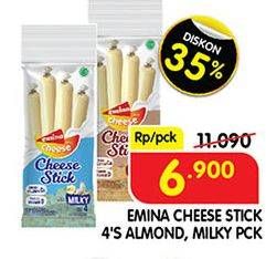 Promo Harga EMINA Cheese Stick Almond, Milky per 4 pcs 12 gr - Superindo