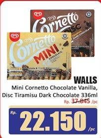 Promo Harga Walls Cornetto Mini Chocolate Vanilla, Tiramisu Dark Chocolate per 12 pcs 28 ml - Hari Hari