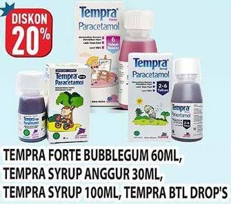 Promo Harga TEMPRA Forte Bubblegum 60 mL, Syrup Anggur 30 mL, Syrup 100 mL, Drop Syrup Forte  - Hypermart