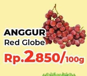 Promo Harga Anggur Red Globe per 100 gr - Yogya