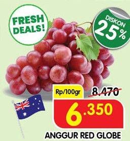 Promo Harga Anggur Red Globe per 100 gr - Superindo