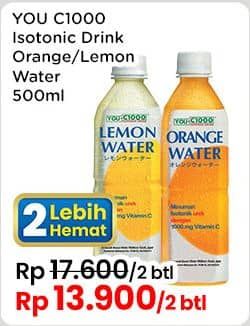 Promo Harga You C1000 Isotonic Drink Lemon Water, Orange Water 500 ml - Indomaret