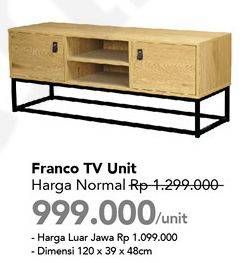 Promo Harga Franco TV Unit 120x39x48cm  - Carrefour