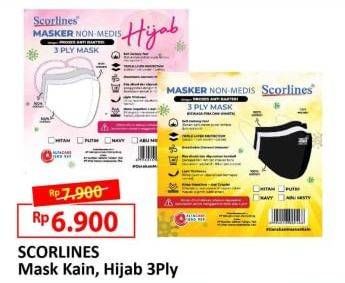 Promo Harga SCORLINES Masker Hijab, Kain  - Alfamart