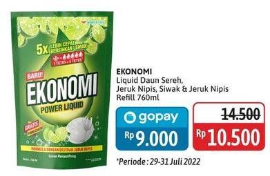 Promo Harga Ekonomi Pencuci Piring Power Liquid Sereh Jeruk Nipis, Siwak Jeruk Limau 760 ml - Alfamidi