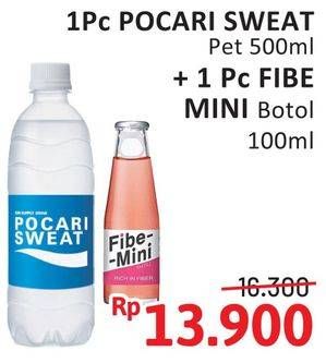 Promo Harga 1 pc POCARI SWEAT Pet 500ml + 1 pc FIBE MINI Botol 100ml  - Alfamidi