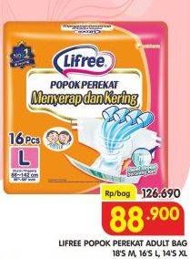 Promo Harga Lifree Popok Perekat Menyerap dan Kering M18, XL14, L16 14 pcs - Superindo