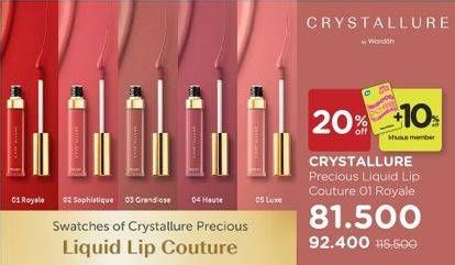 Promo Harga WARDAH Crystallure Precious Liquid Lip Couture 01 Royale  - Watsons