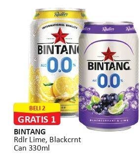 Promo Harga BINTANG Zero Blackcurrant Lime, Radler 330 ml - Alfamart