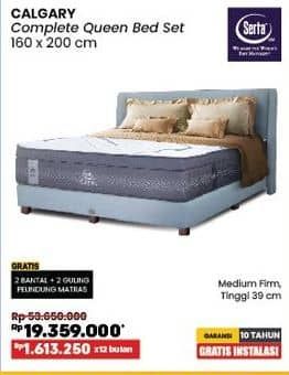 Promo Harga Serta Calgary Complete Queen Bed Set 160x200cm  - COURTS