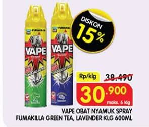Promo Harga Fumakilla Vape Aerosol Green Tea, Lavender 600 ml - Superindo