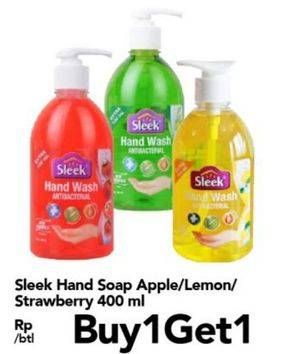 Promo Harga SLEEK Hand Wash Antibacterial Apple, Lemon, Strawberry 400 ml - Carrefour