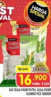 Promo Harga 365 Gula Pasir Kuning, Putih 1000 gr - Superindo