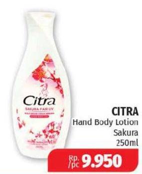 Promo Harga CITRA Hand & Body Lotion Sakura Fair UV 250 ml - Lotte Grosir