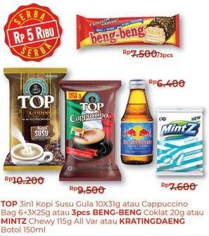 Promo Harga 3 pcs Beng-beng/ Top Coffee Cappuccino/ Top Coffee Kopi Gula Susu / Kratingdaeng/ Mintz Chewy  - Alfamart