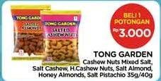 Promo Harga TONG GARDEN Snack Kacang Honey Cashew Nuts Mixed Macadamias, Salted Almonds, Honey Peanuts, Salted Pistachios, Salted Cashew Nuts Mixed Macadamias 35 gr - Alfamidi