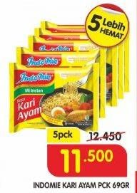 Promo Harga INDOMIE Mi Kuah Kari Ayam per 5 pcs 72 gr - Superindo