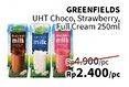 Promo Harga GREENFIELDS UHT Choco, Strawberry, Full Cream 250 ml - Alfamidi