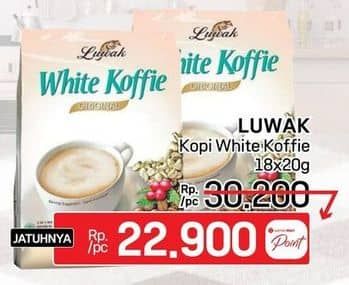 Promo Harga Luwak White Koffie per 18 sachet 20 gr - LotteMart