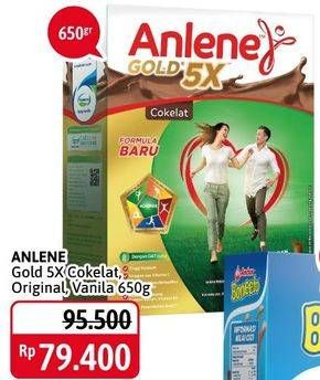 Promo Harga ANLENE Gold Plus 5x Hi-Calcium Coklat, Original, Vanila 650 gr - Alfamidi