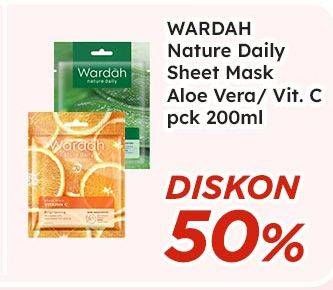Promo Harga Wardah Nature Daily Sheet Mask Aloe Vera, Vitamin C 20 ml - Indomaret