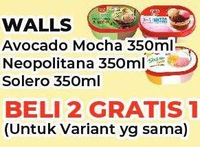 Promo Harga WALLS Ice Cream Avocado Choco Mocha, Neopolitana, Solero Trio 350 ml - Yogya