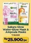 Promo Harga GARNIER Sakura Glow Water-Glow Mask & Ampoule Mask  - Indomaret