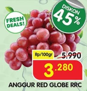 Promo Harga Anggur Red Globe RRC per 100 gr - Superindo