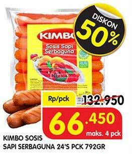 Promo Harga KIMBO Sosis Sapi Serbaguna per 24 pcs 729 gr - Superindo