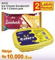Promo Harga Aice Ice Milk Sandwich/3 in 1 Colors  - Indomaret