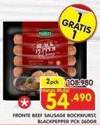 Promo Harga FRONTE Beef Sausage Bockwurst, Blackpepper per 2 pouch 360 gr - Superindo