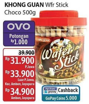 Promo Harga Khong Guan Wafer Stick Chocolate 500 gr - Alfamidi