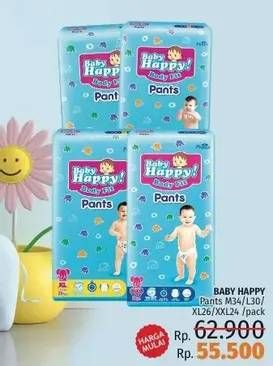 Promo Harga Baby Happy Body Fit Pants XL26, L30, M34, XXL24 24 pcs - LotteMart