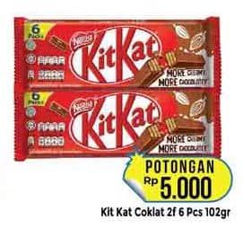 Promo Harga Kit Kat Chocolate 2 Fingers 102 gr - Hypermart